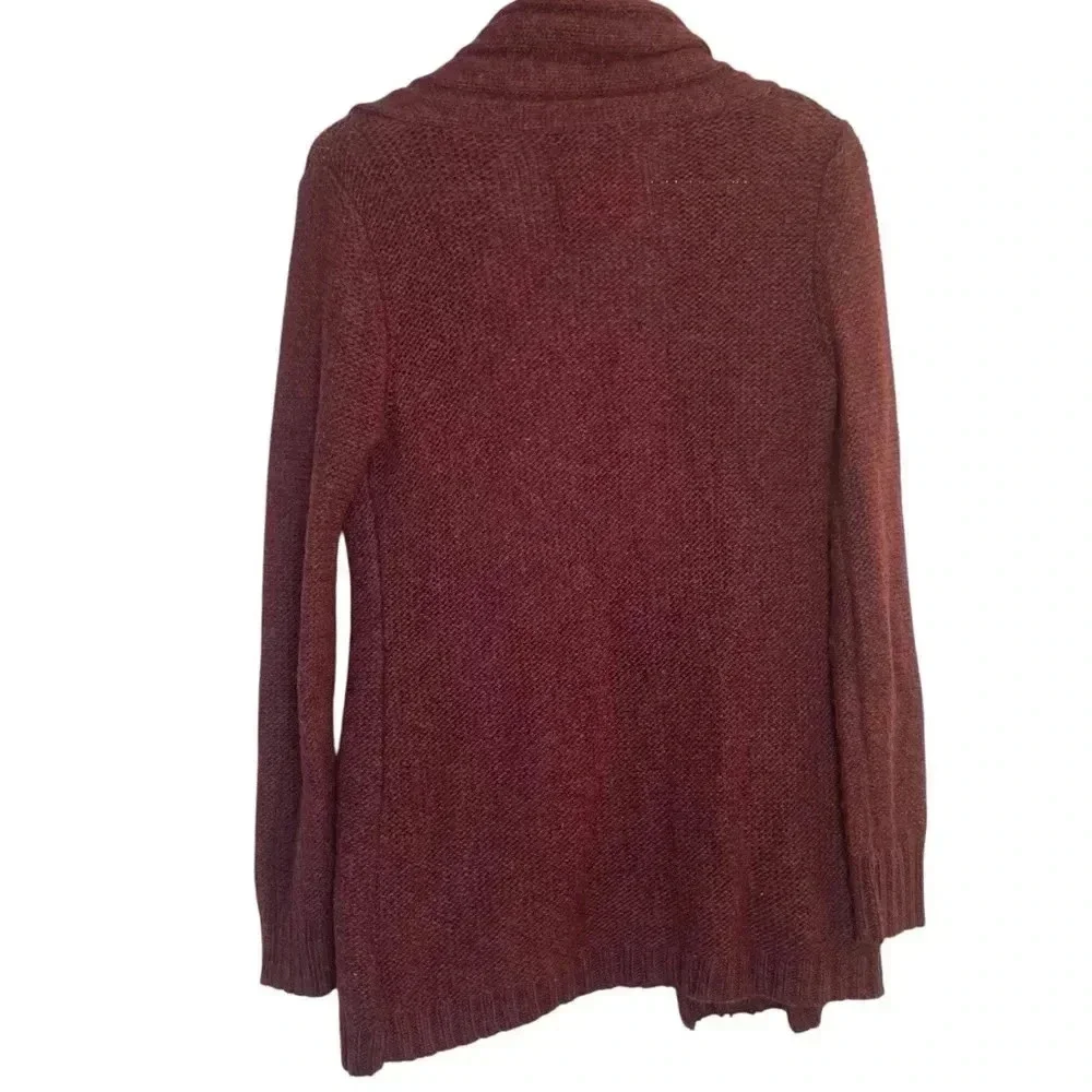 Natural Reflections Burgundy Chunky Knit Open Front Cardigan‎ Small 25% Wool - Picture 3 of 8